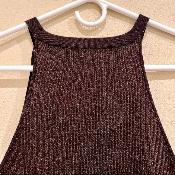 House of Harlow 1960 Revolve Ribbed Midi Dress BodyCon Knit Metallic Halter M - Picture 8 of 10